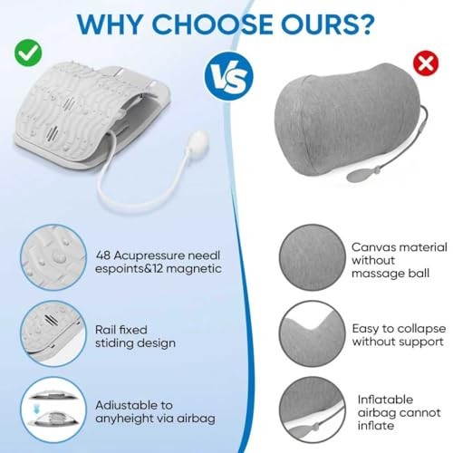 Ergonomic Lumbar Support Board, Lower Back Stretcher Adjustable Air Gray