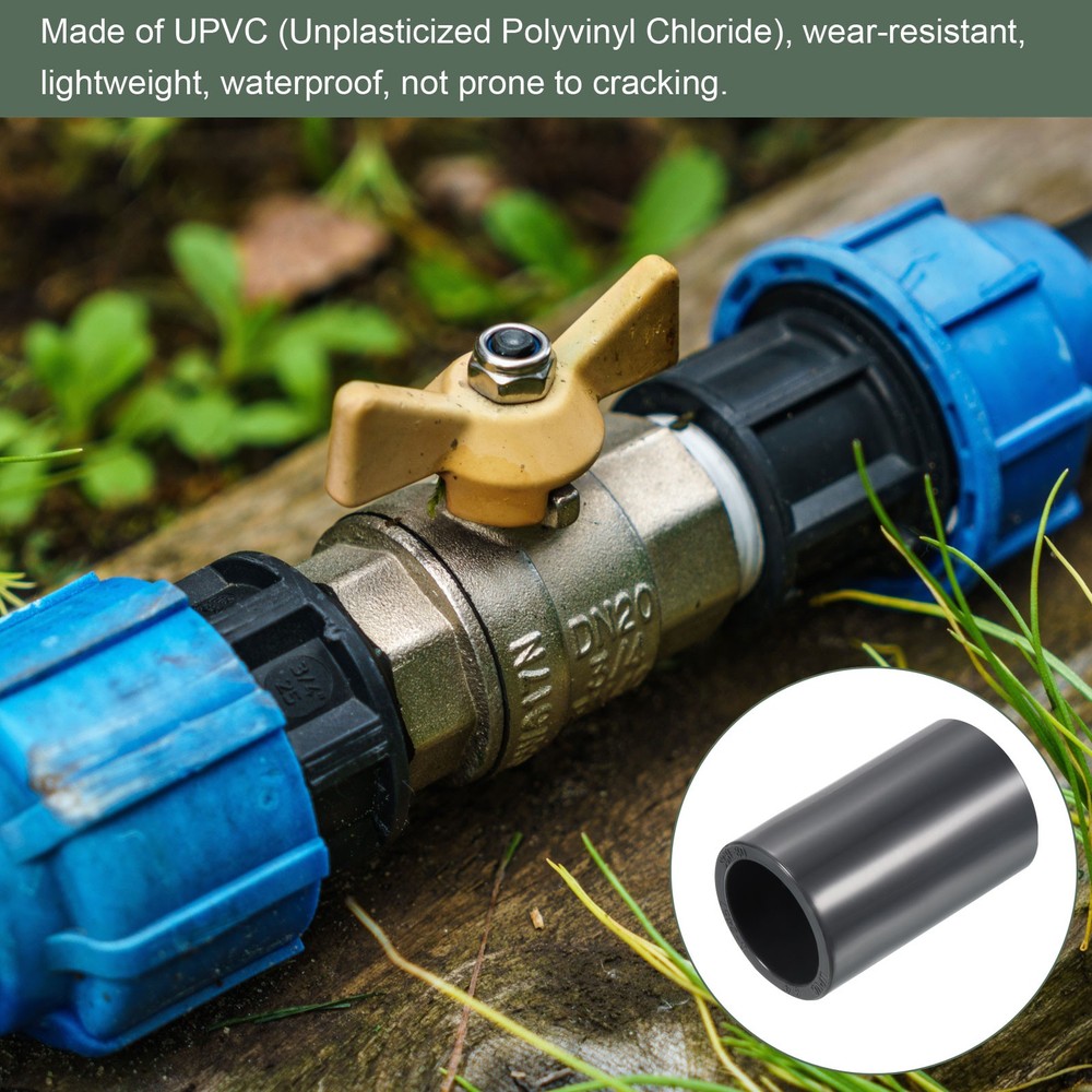 5 Pcs UPVC Fitting, Straight Adapter Connector Socket Schedule 80(Gray, 3/4")