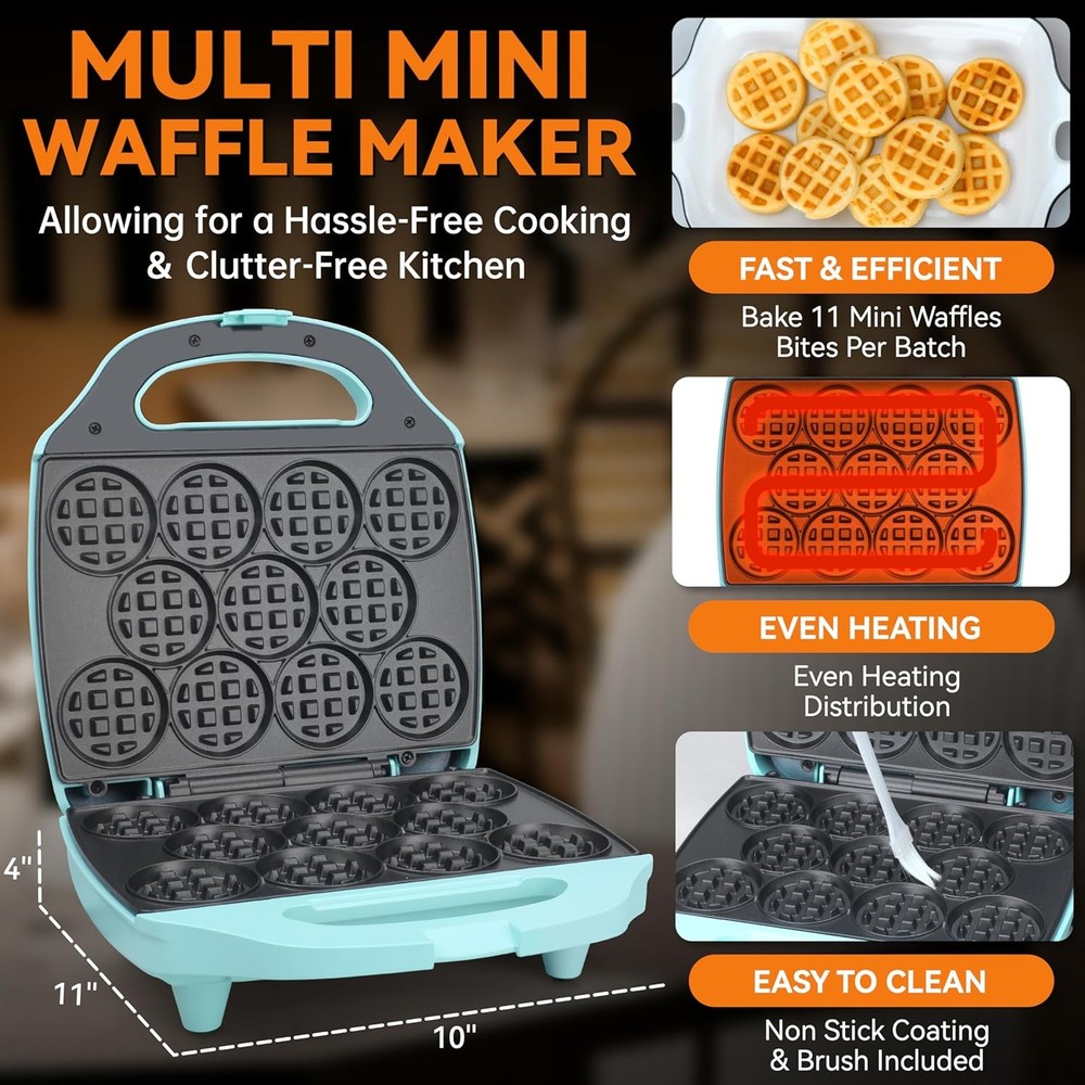 , Bite-Size Mini Waffle Maker for Kids & Adults, Small Waffle Maker Mini Belgian