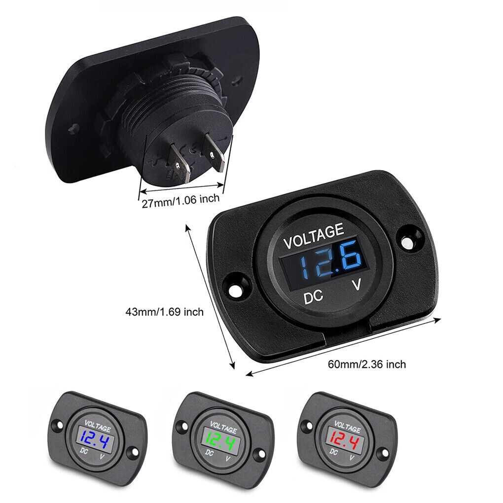 Volt Gauge Meter Voltage LED Digital Display DC 12V-24V Car Panel Voltmeter