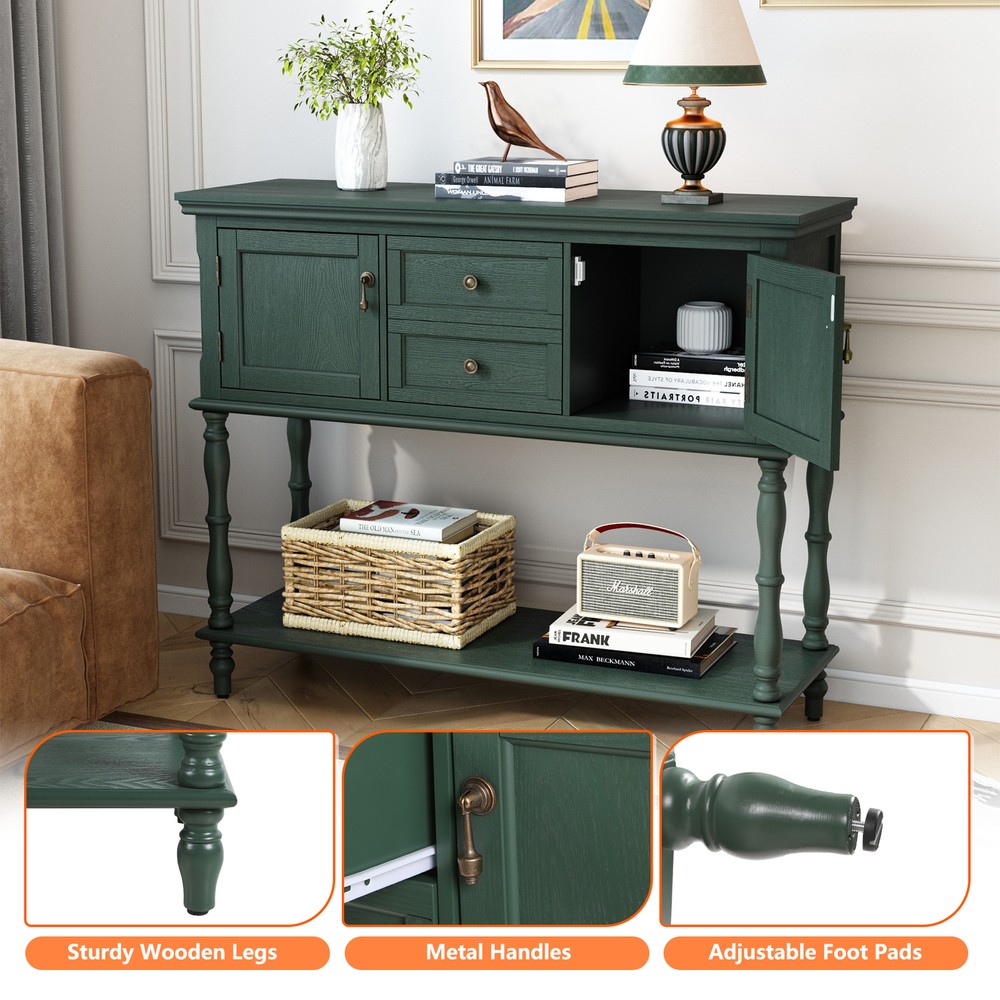 Sideboard Storage Dining Buffet Cabinet Console Table with Shelf&Drawers Green