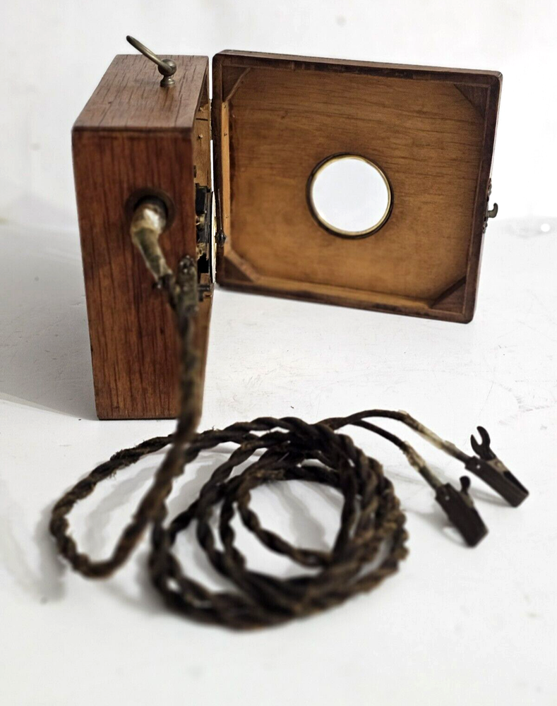 RARE ANTIQUE DYNAMITE EXPLOSIVE DETONATOR TIMER CLOCK WOODEN SWITCH BOX 1900'S