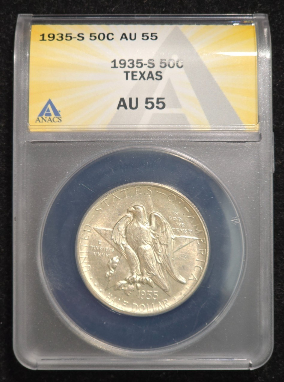 1935-S Texas Commemorative Half Dollar ANACS AU 55