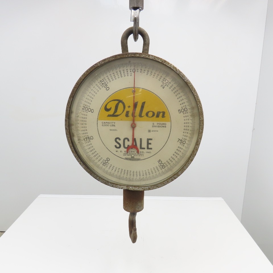 Dillon S-2500 0-2500Lbs Capacity Hanging Scale 5Lbs. Increments 16" Face Width