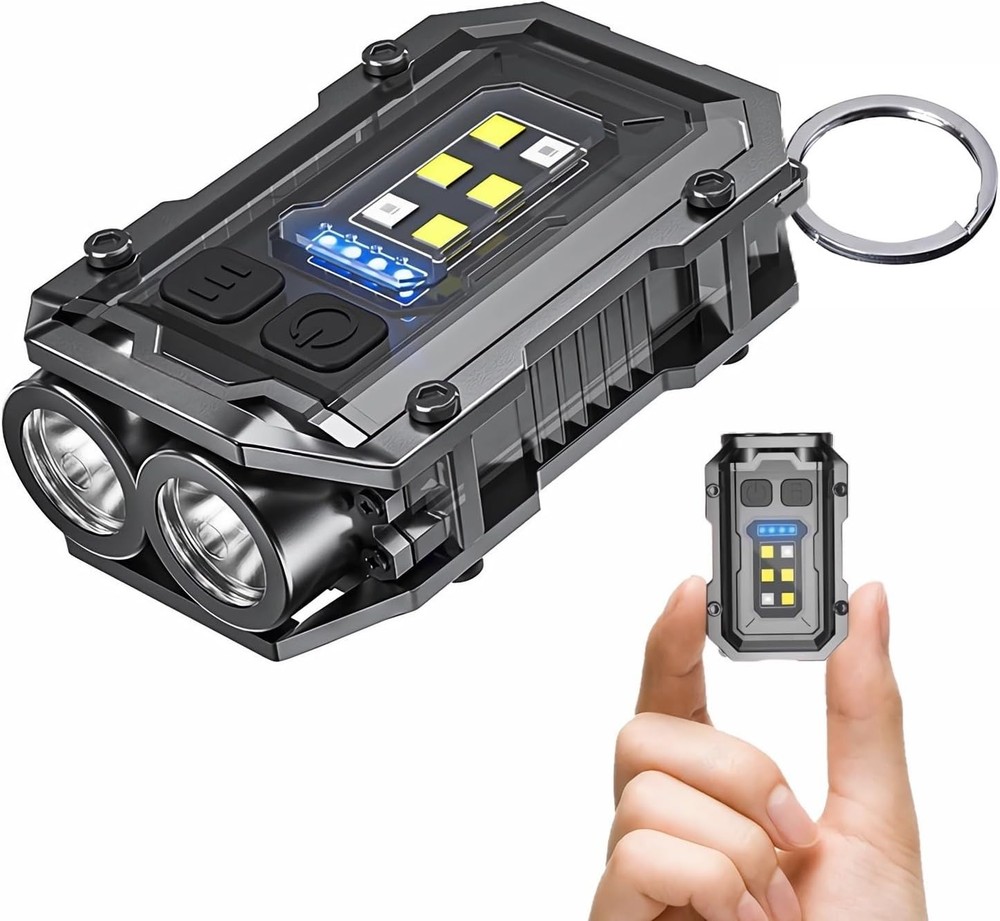 Pocket LED Flashlight Rechargeable, 500 Lumens Keychain Black