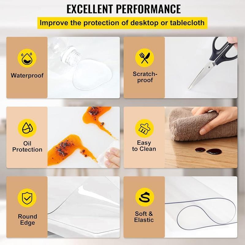 Plastic Table Cover Clear 36x60 Inch PVC Table Protector Waterproof Easy Clean