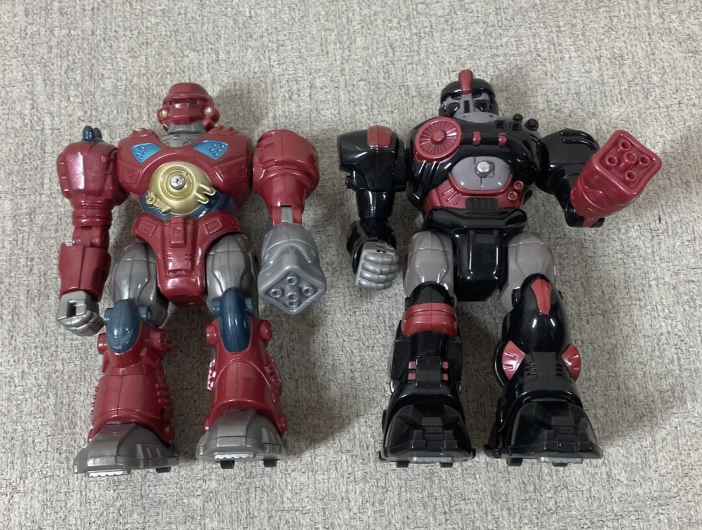 (2) HAP-P-KID Motorized Attack Robo Squad MARS 7" Electronic Walking Robot