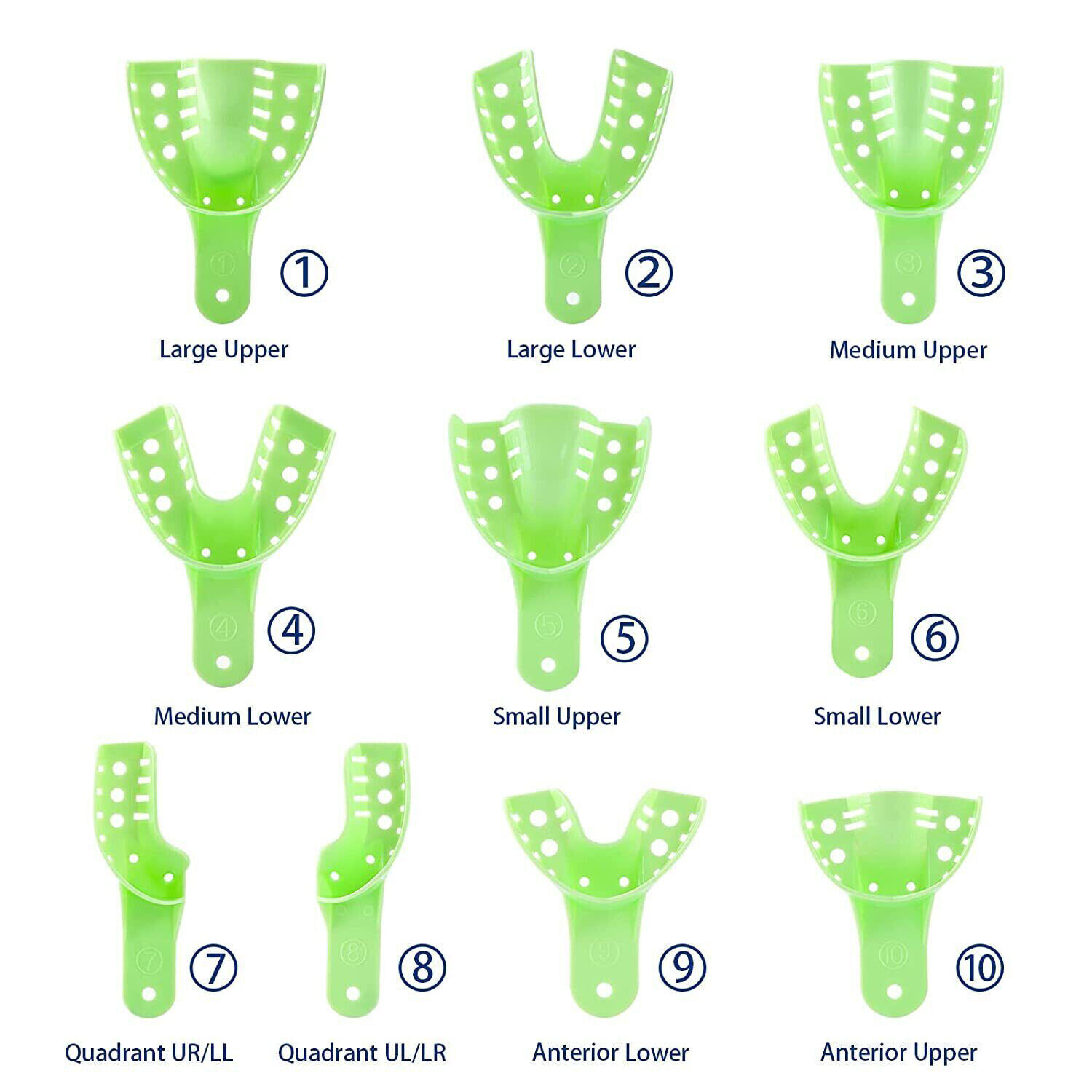 JMU Dental Impression Trays Perforated Plastic Multiple(Choose Size &Qty) 12/Bag