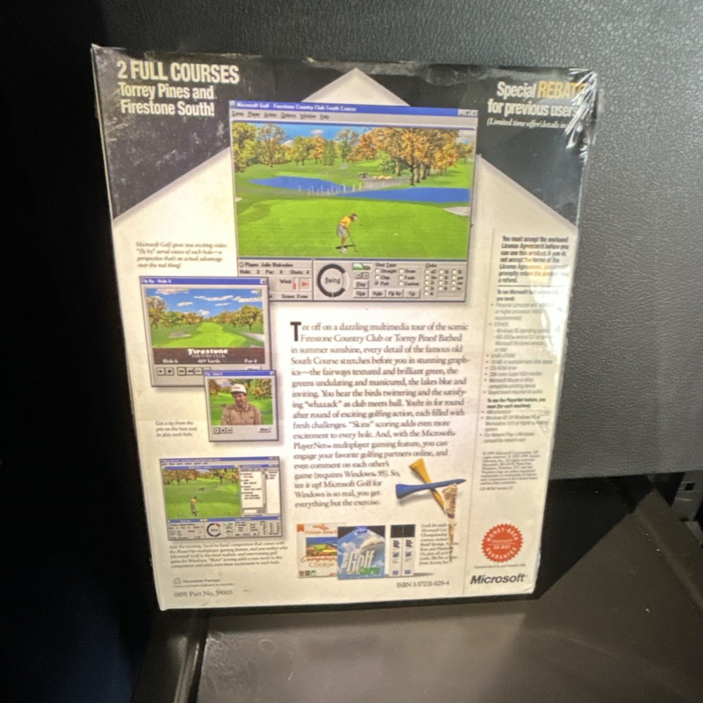 SEALED Microsoft Golf Version 2.0 CD-ROM Golf Simulation for Windows 95/3.1