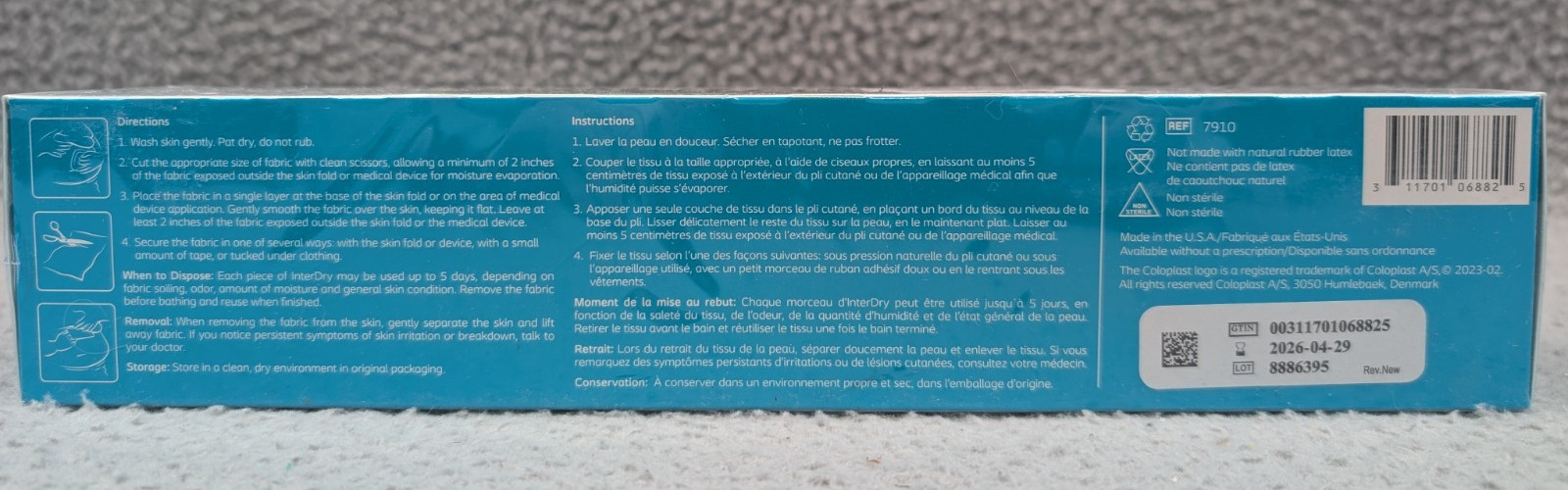 Coloplast InterDry Textile w/ Antimicrobial Silver Complex 10" X 144” Exp 4/2026