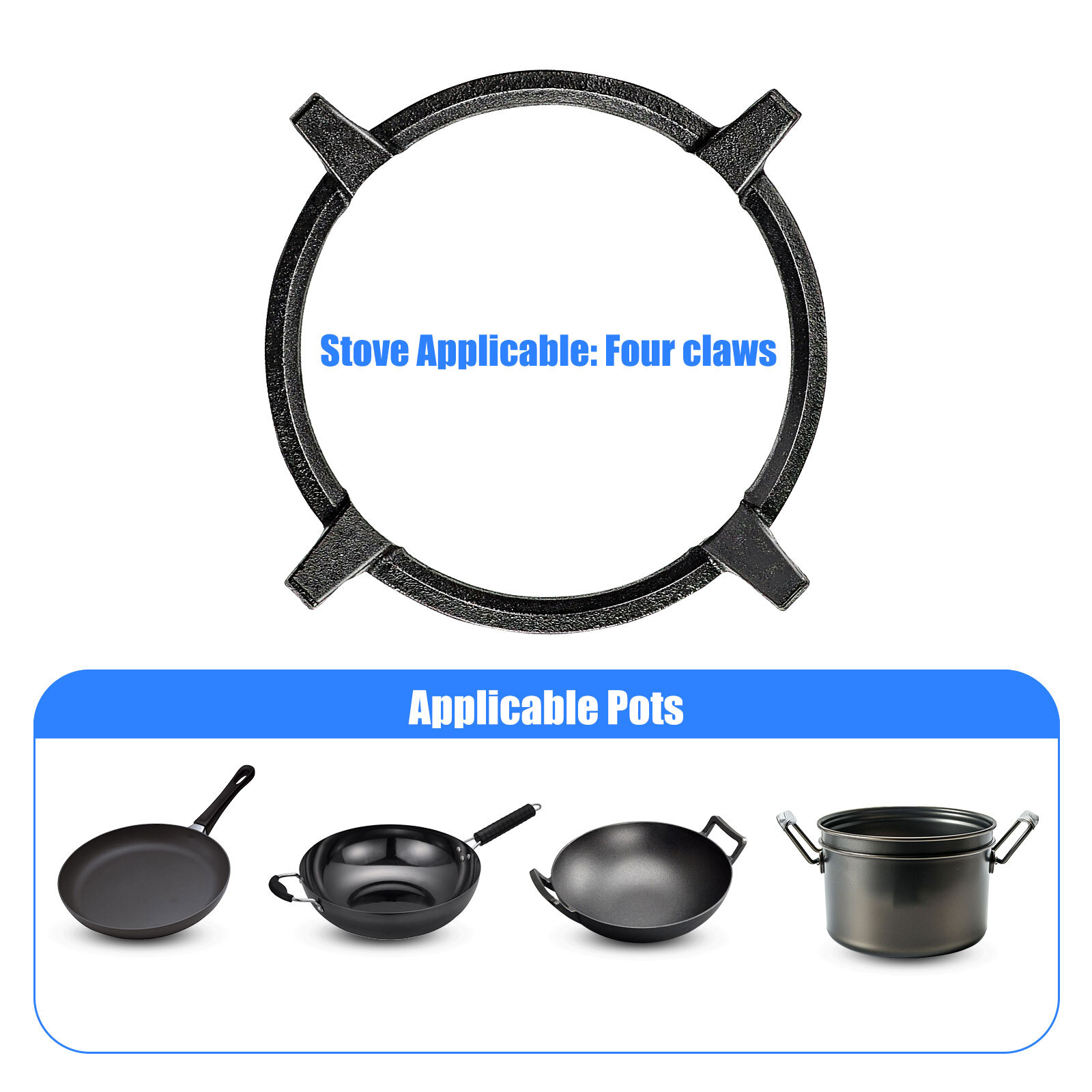 8.4'' Wok Ring Non-slip Black Cast Iron Stove Stand for Kitchen Wok Support Ring