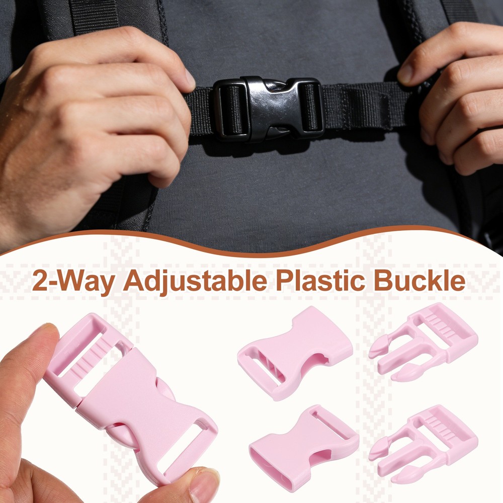 6 Pack Quick Side Release Buckle, 1" Plastic Buckle Clip, Light Pink