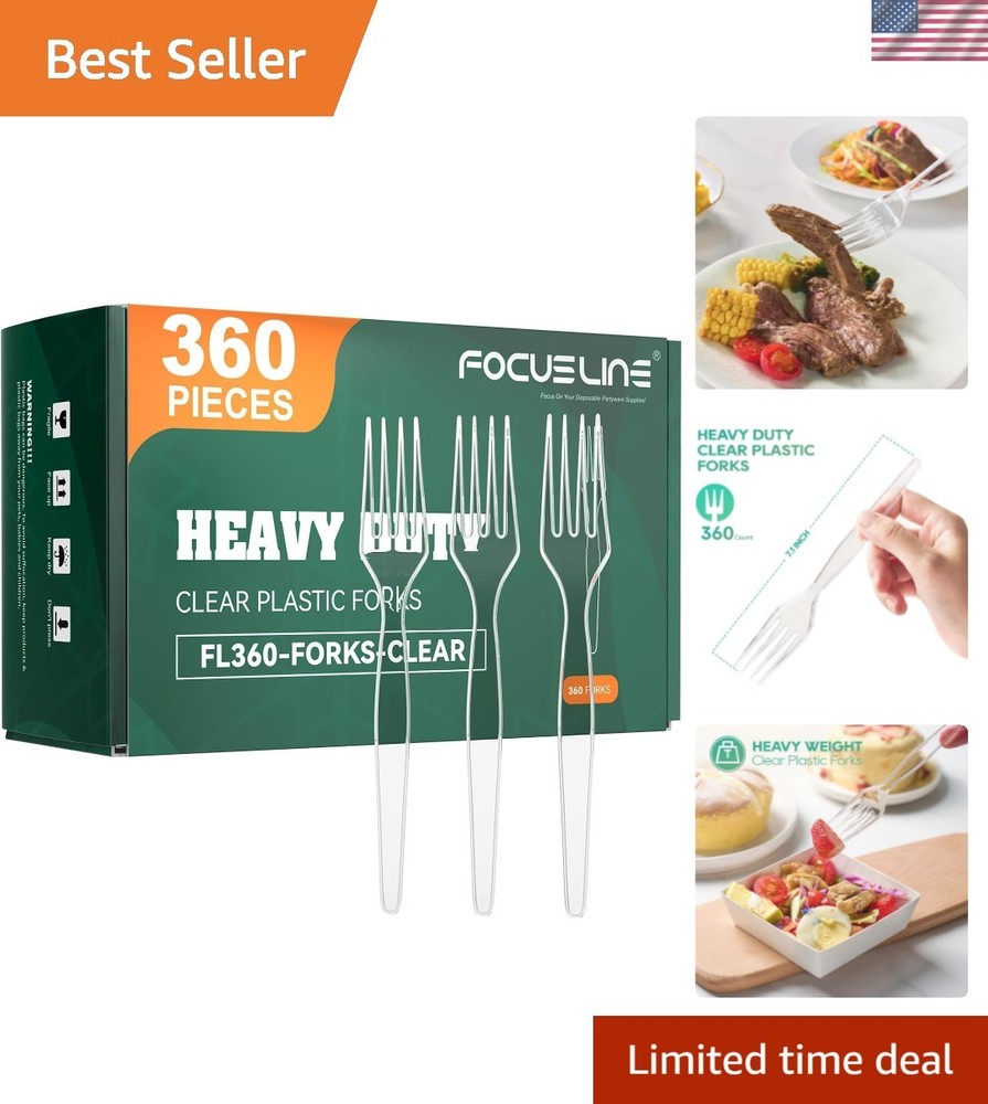 360 Count Clear Plastic Forks Heavy Duty, Solid and Durable  Disposable Forks...