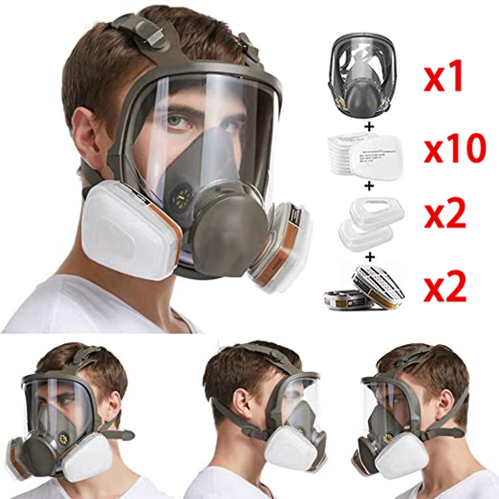 Full Face Gas Mask Painting Spraying Respirator w/Filters Set for 6800 Facepiece