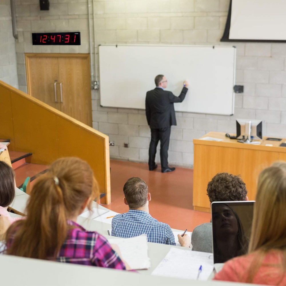 Ivation 24" Large Digital Wall Clock, 6-Level Brightness, LED Wall Clock, Red