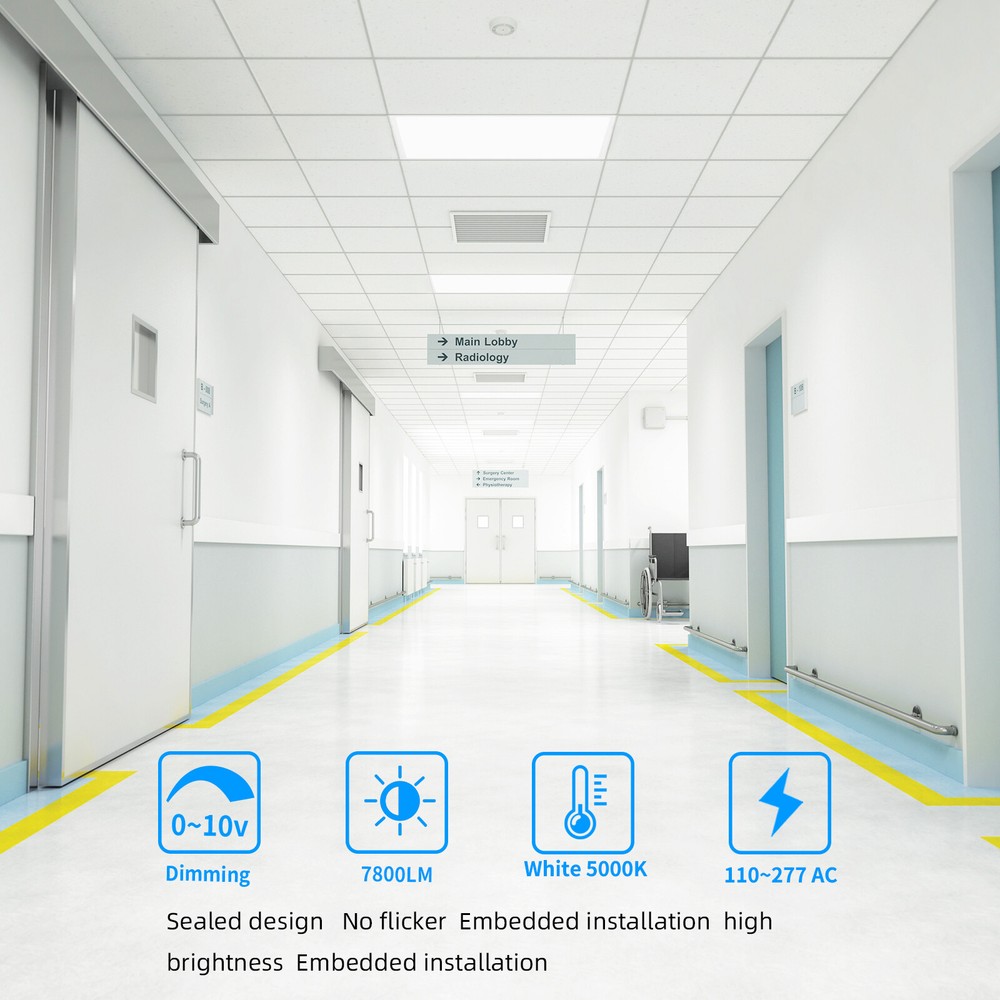 8 Pack 2X4 White 5000K Daylight Edge-Lit LED Dimmable Flat Panel Troffer Light