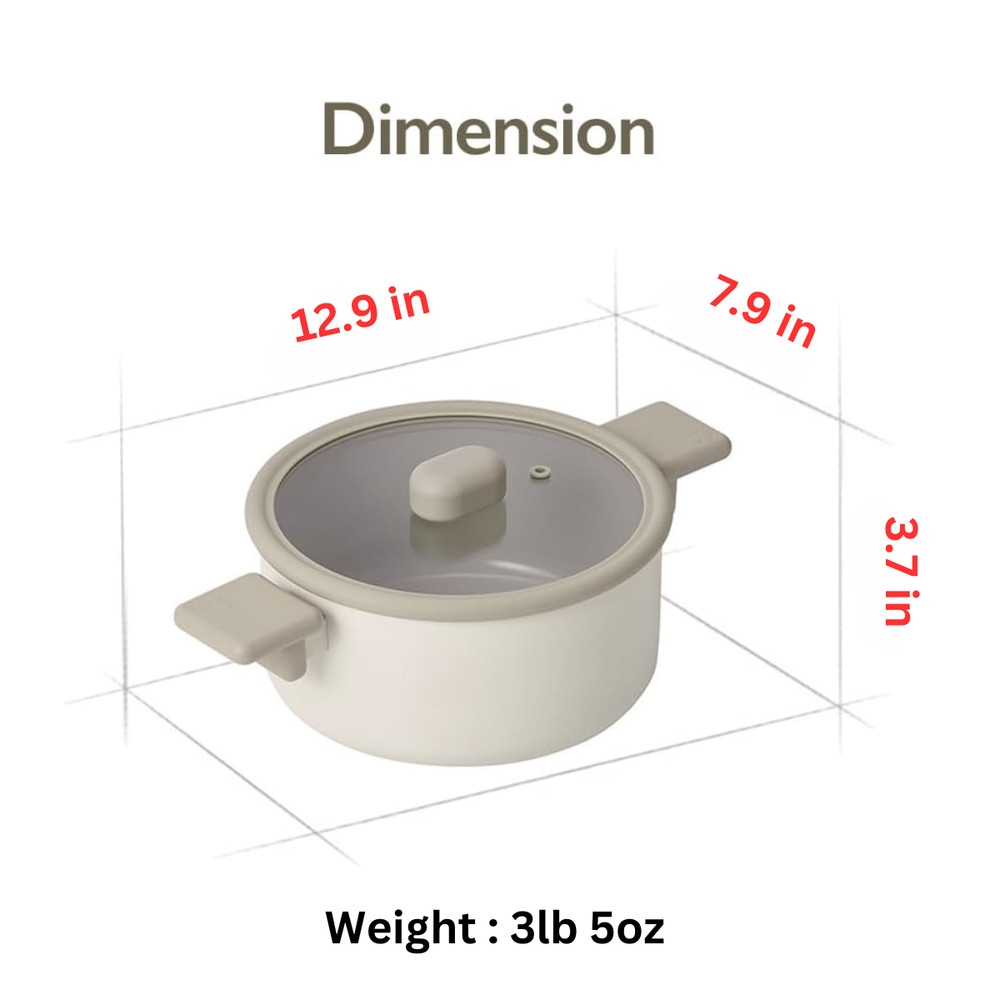 Chou Chou Kitchen Essential 6-Pieces Cookware Set with Lid, Ceramic Coating