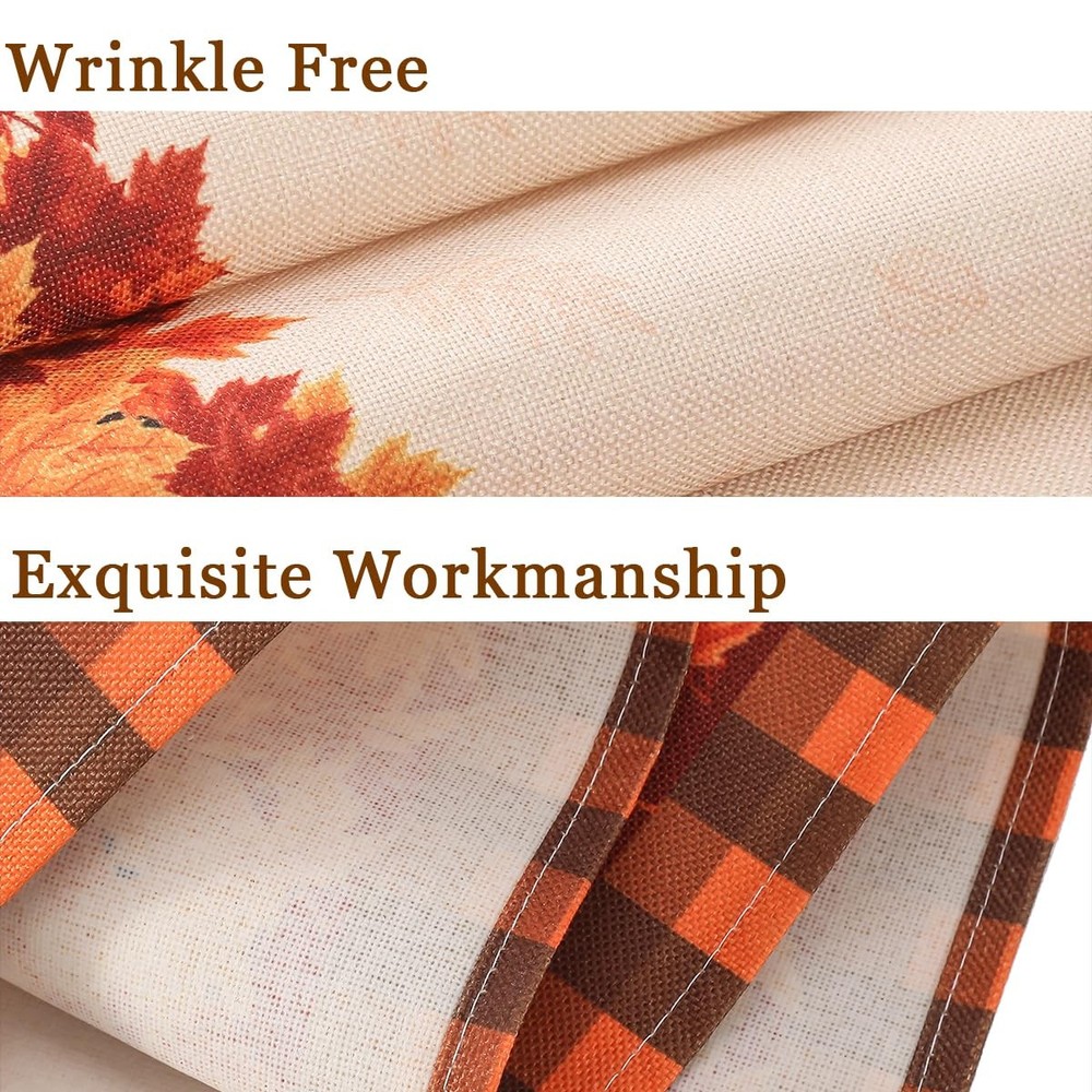 Fall Maple Leaf Table Runner, 13x72, Thanksgiving Harvest, Polyester Fabric