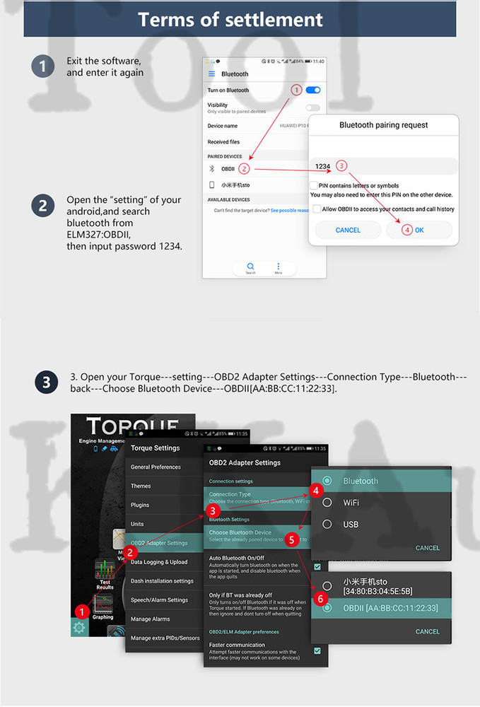 ELM327 OBD2 Code Reader Bluetooth Auto Diagnostic Tool OBDII Scanner for Android