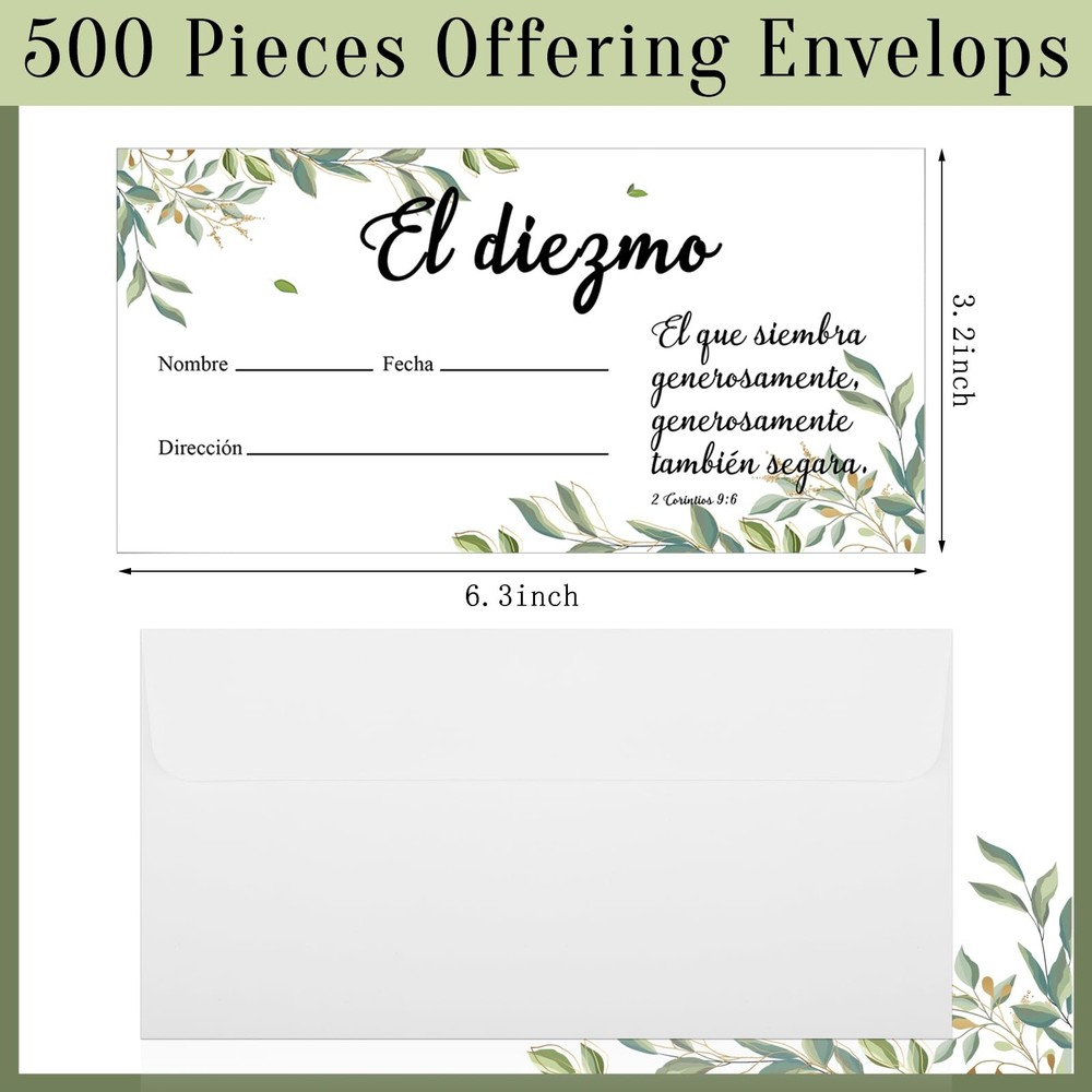 500 Count Spanish Offering Envelopes Tithe Donation Tithes and Offering Envel...