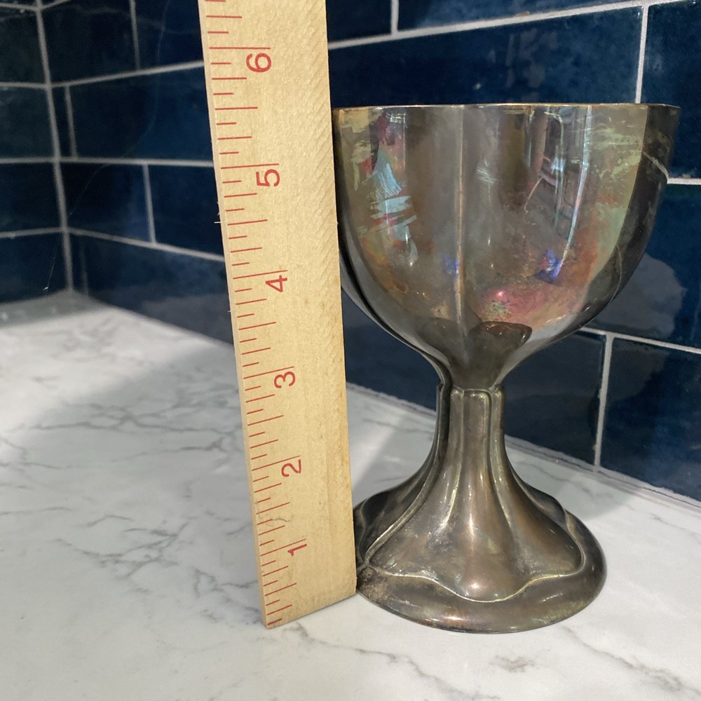 VTG Silver Plated Double Heart Wedding Anniversary Split Chalice GOBLETS 5.5”