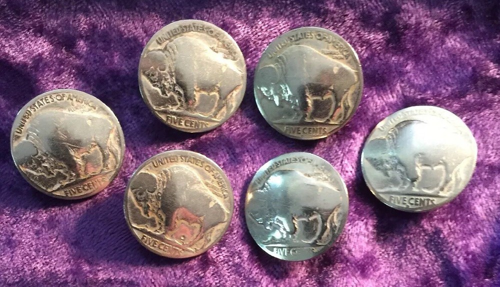 Six Great Looking Authentic Buffalo Nickel Buttons