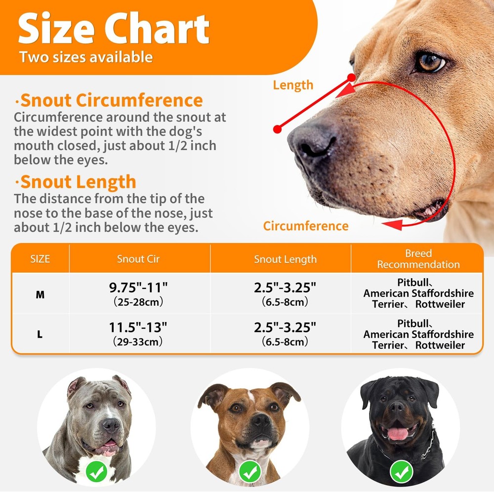 Pitbull Muzzle for Large Medium Sized Dogs to Prevent Biting Scavenging Baske...