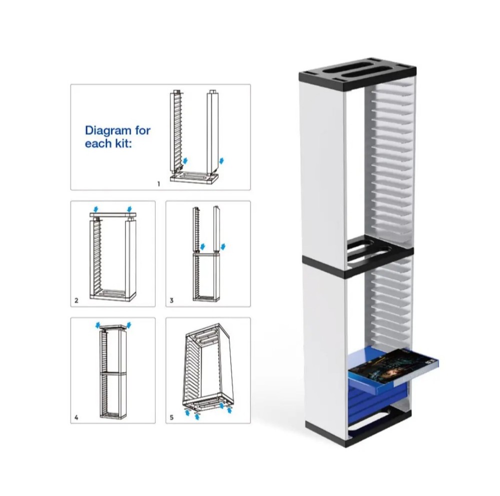 36-Game Disc Stackable Storage Tower Rack for PS5/PS4/XBOX/NS