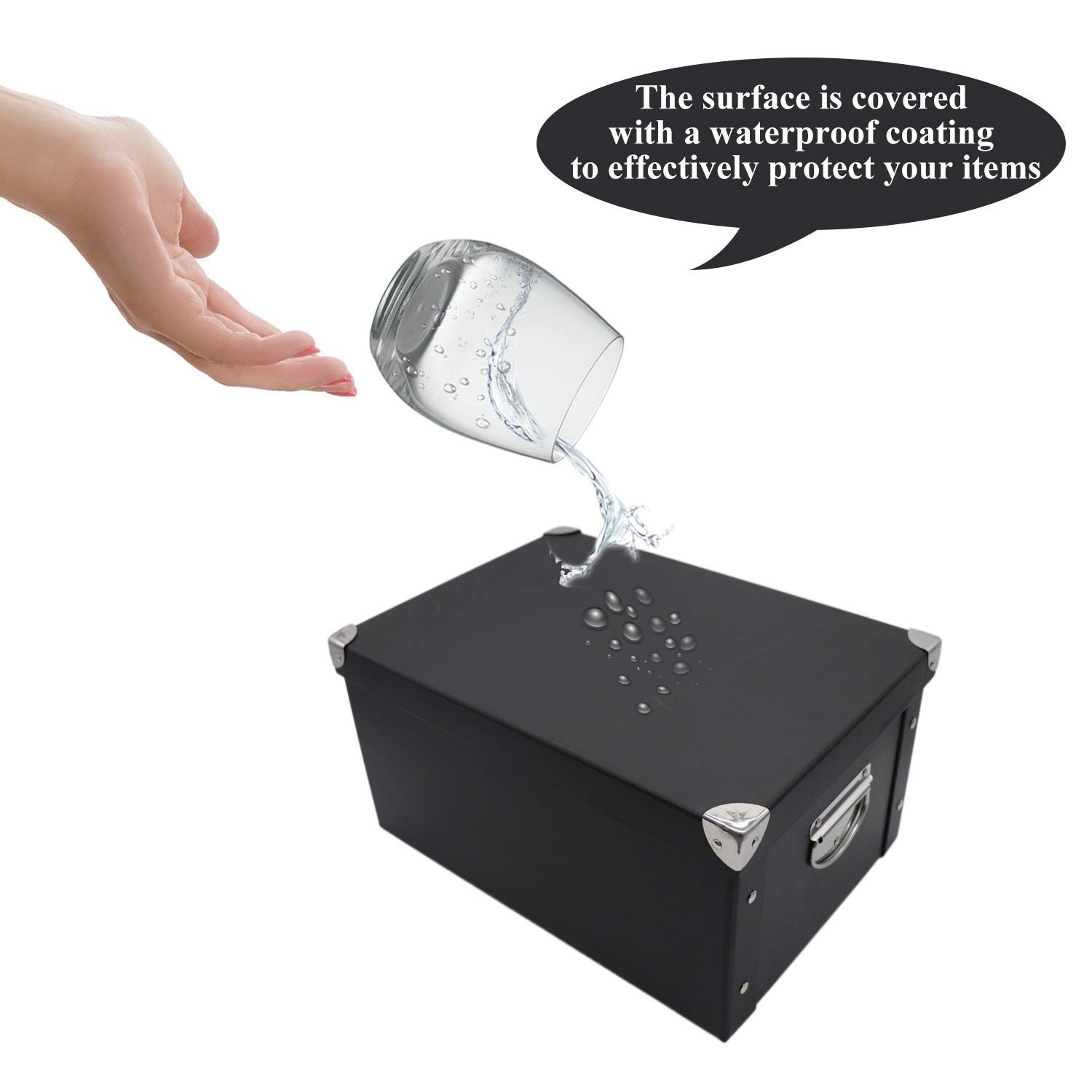 GUOZI Collapsible Storage Box, Decorative Memory Box with Lid & Metal Reinfor