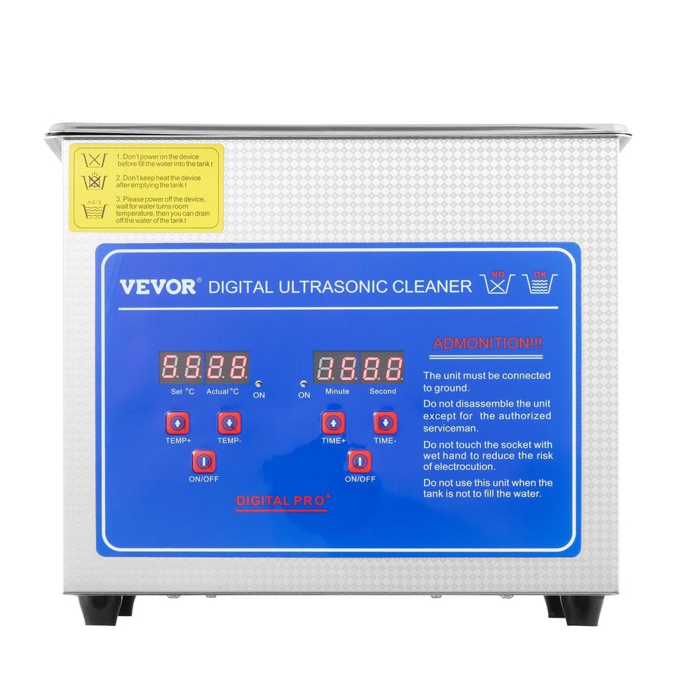 Compact 3L 40kHz Ultrasonic Cleaner with Heating Function Digital Readout