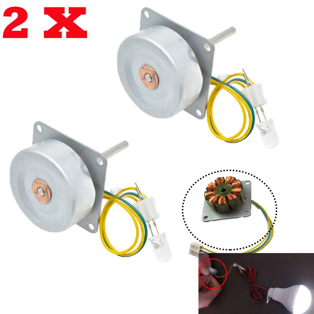 2PCS Micro 3 Phase AC Mini Hand Brushless Motor Generator Model Experiment
