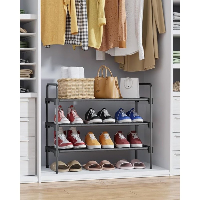3 Tier Shoe Rack Stackable Organizer Durable Space Saving Entryway Storage New