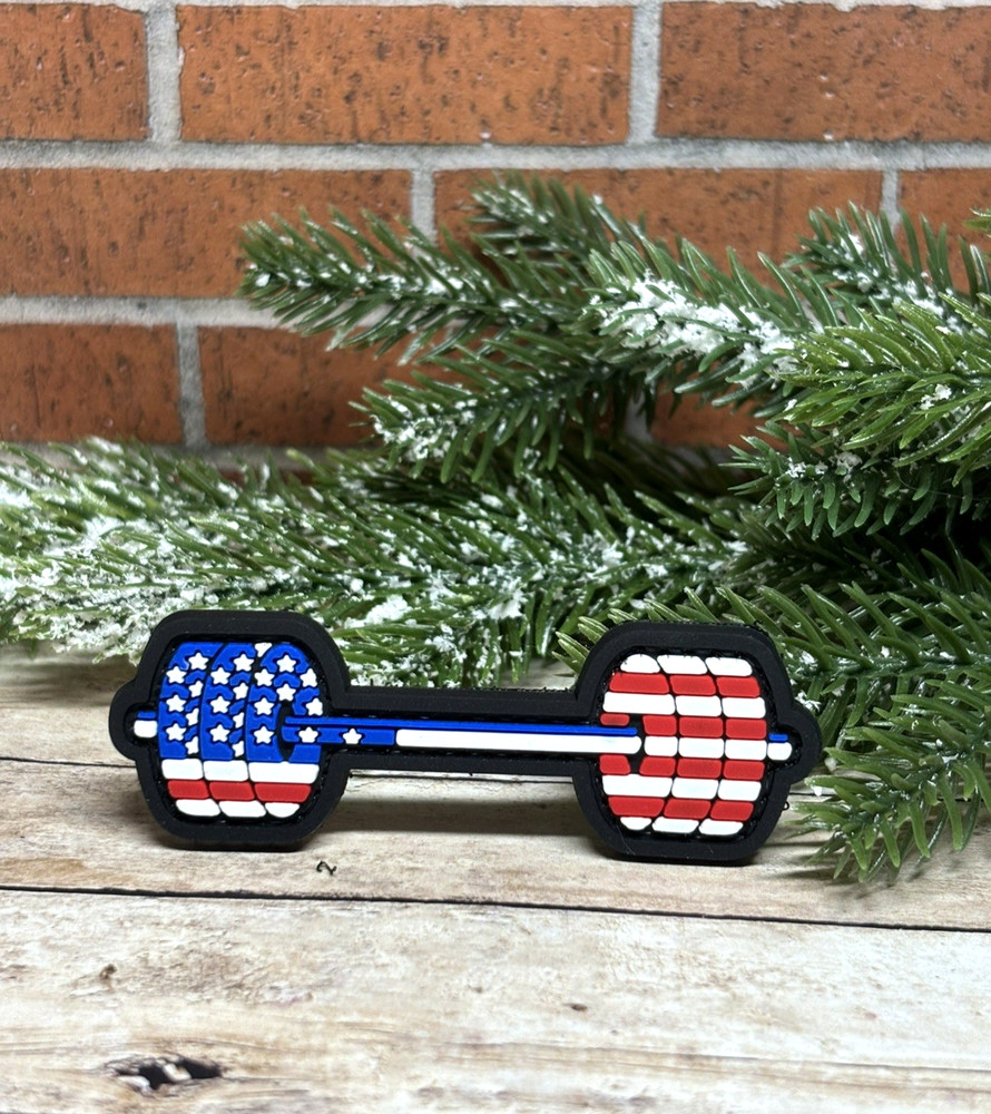 PVC Tactical Patch - Morale American Flag Barbell Patch - Weightlifting Patch