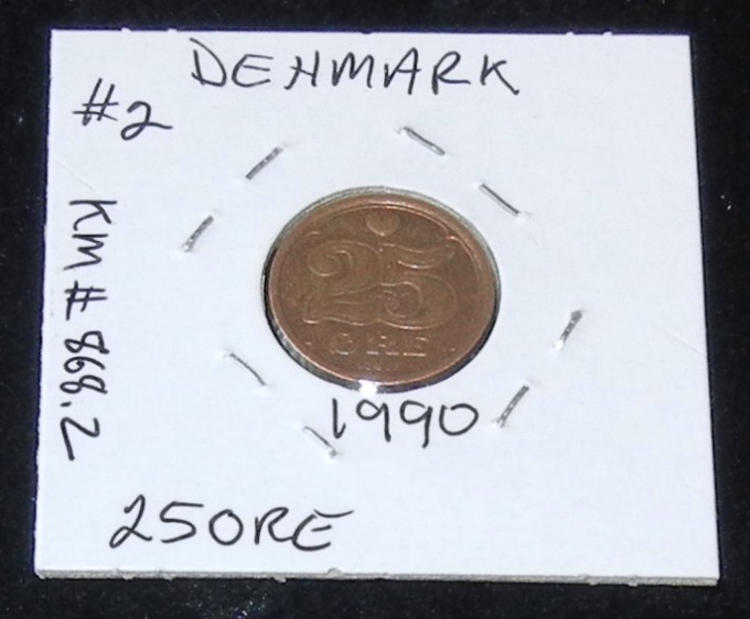 Nice 1990 & 1991 Denmark 25 Ore (2 Coin Set)