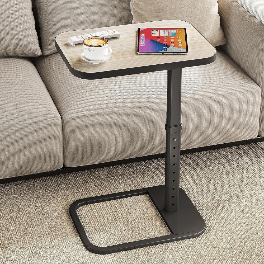 TV Tray Table Adjustable Height & Rounded Metal Corners Snack Table Couch Sofa