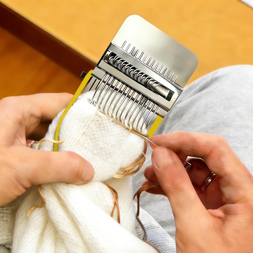 Knit Patch Kit PatchMaker 2.0 Mini Darning Loom 14 Hooks for Jeans Socks Repair