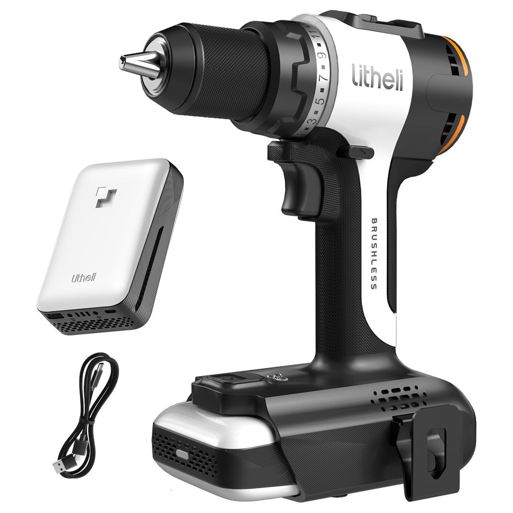 Litheli 20V Cordless Drill Driver, Brushless Power Drill with 2 Variable Spee...