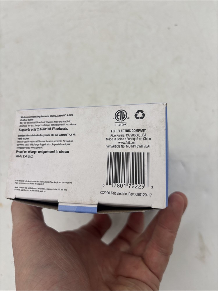 SMART MOTION SENSOR Wi-Fi FEIT Electric App Get Alerts SECURITY