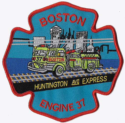 Boston Engine 37 Green Rig  Huntington Ave.  Express NEW / Fire Patch