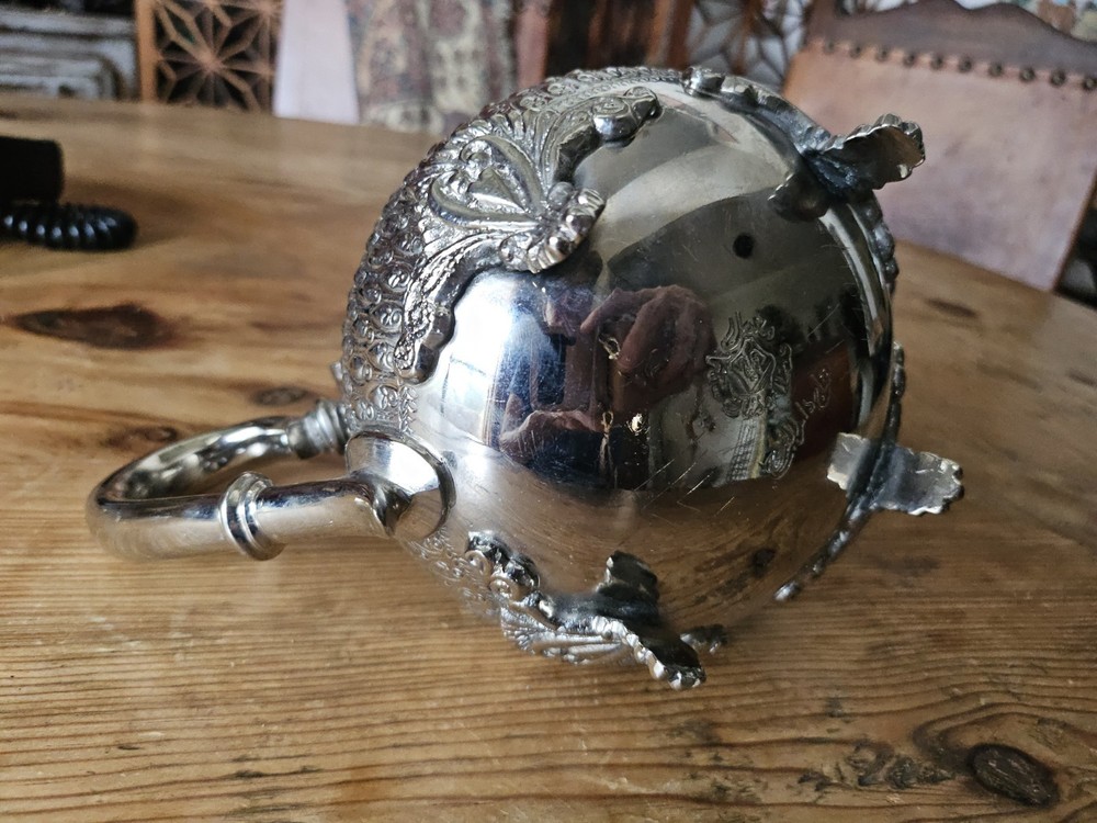 Antique Middle Eastern Moroccan Silver Plated Tea Coffee Pot Signed