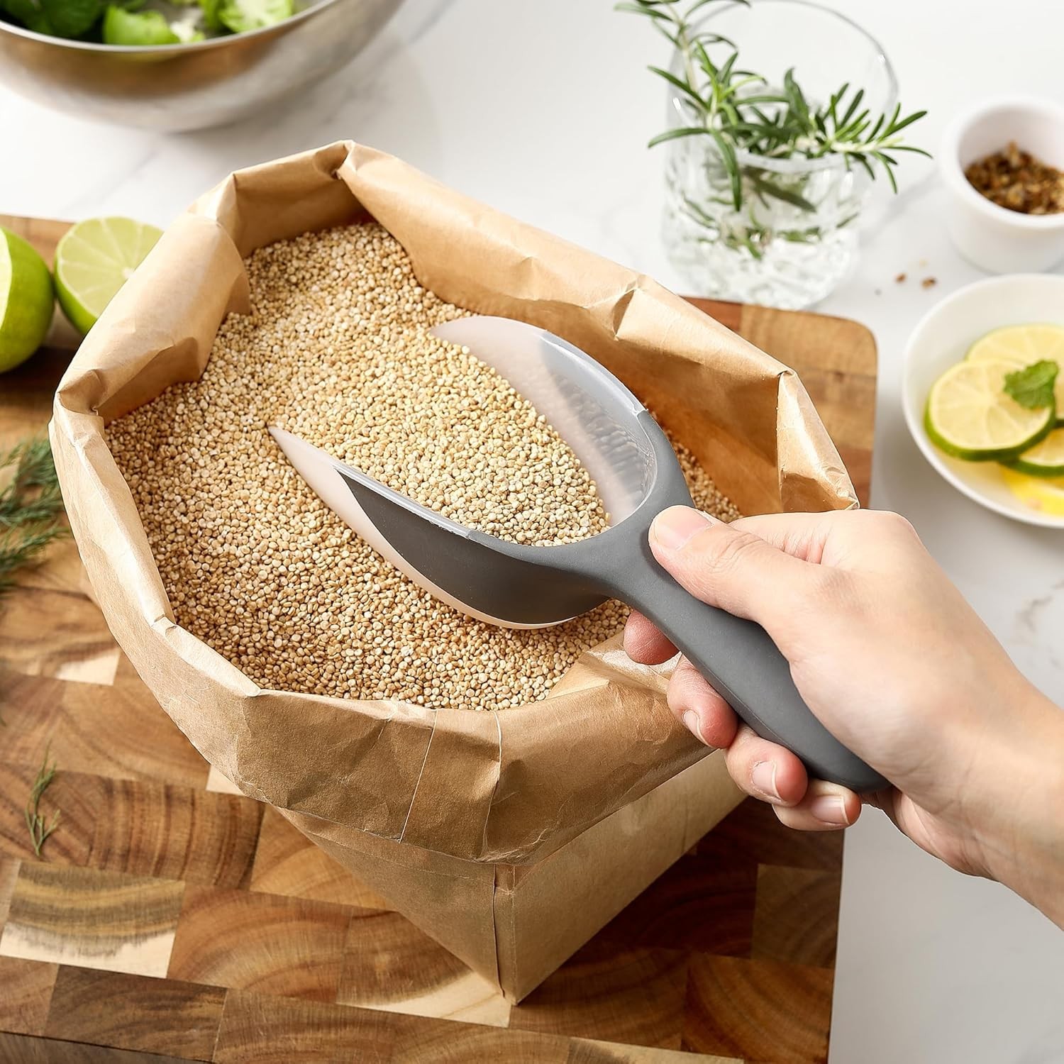 Spring Chef Gray Magnetic Ice Scoop for Freezer - Contoured Translucent