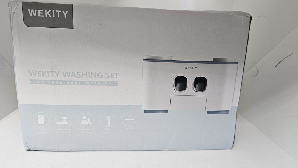 Wekity Toothbrush Holder Dispenser Wall Mounted Multi Functional 5-Slots 4-Cups