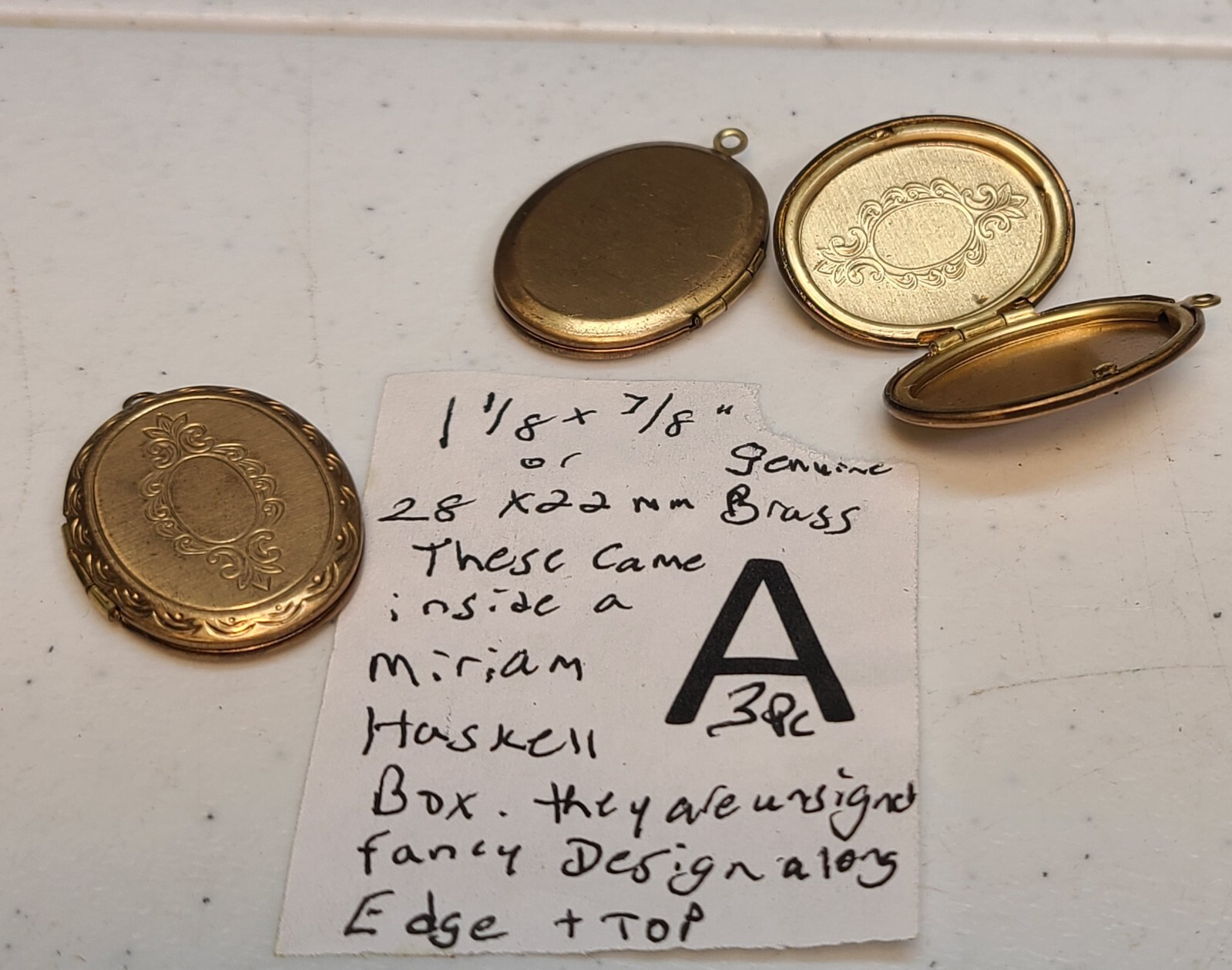 Vtg UNS Most Miriam Haskell Lockets Book Oval Dual Round Heart pendant Pin # 14