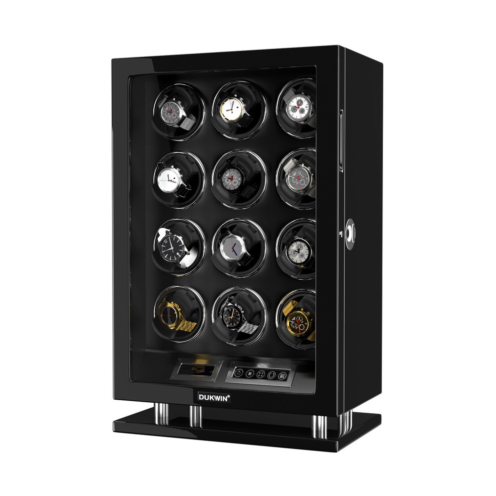 New Automatic 12 Watch Winder LCD Touch Display Storage Case Box Fingerprint LED