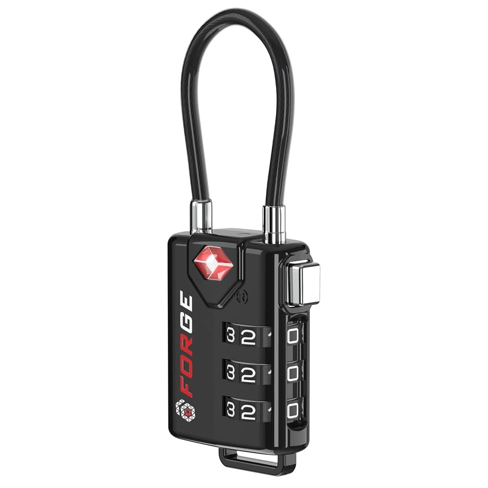 TSA Approved Cable Luggage Locks, Re-settable One_Size, Black Single Pack