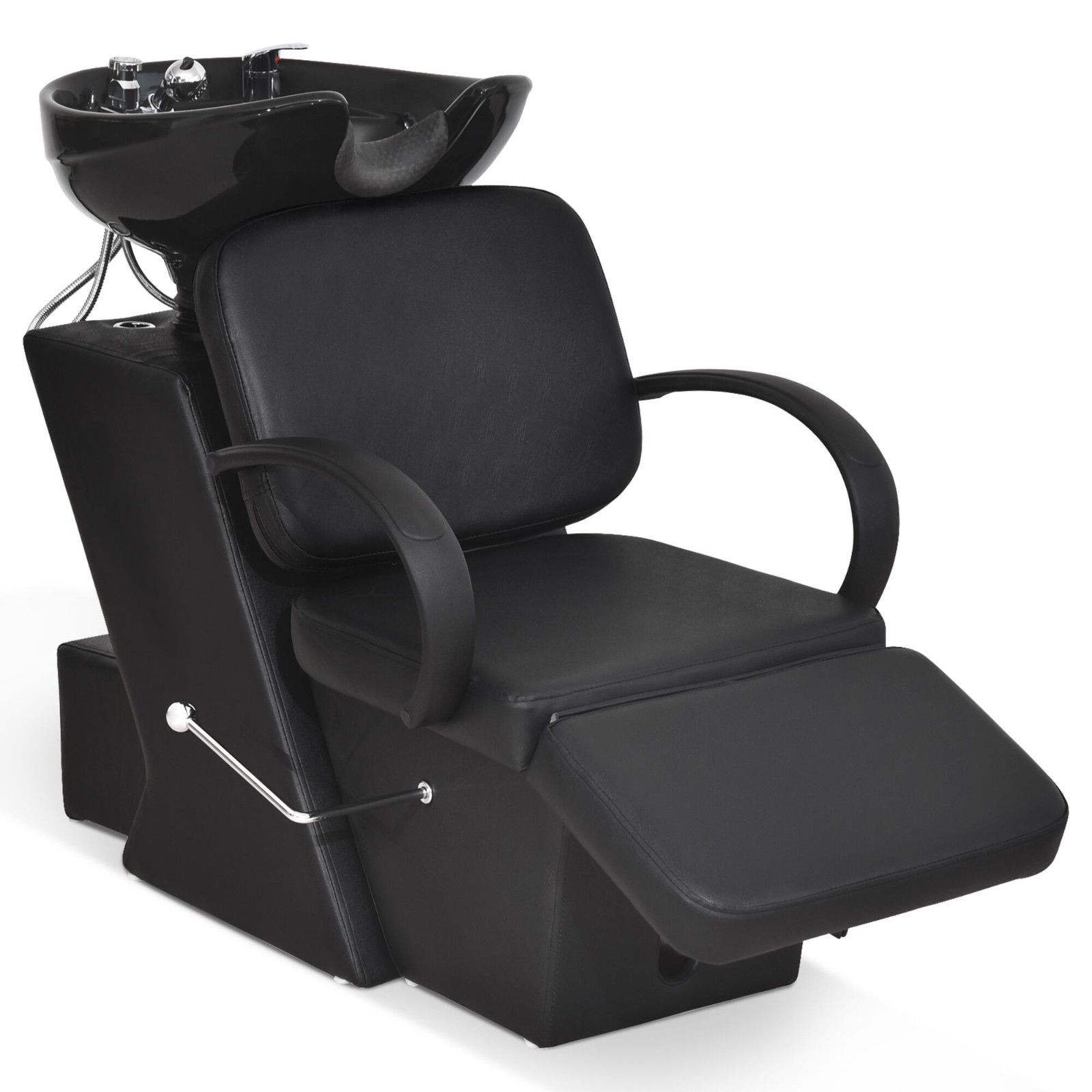 BarberPub Backwash Shampoo Station Chair, Adjustable Ceramic Bowl Barber 9051