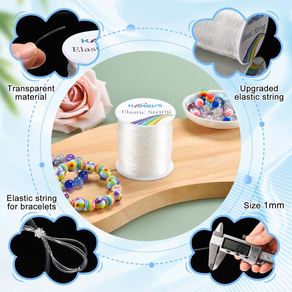 KAMEVS Crystal Elastic Cord, Clear String for