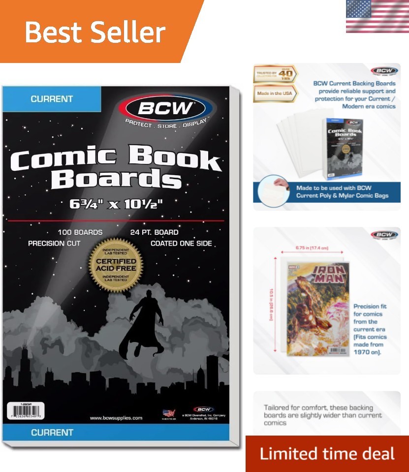Current Comic Book Backing Boards - 100 Pack | 24 pt., Coated, Buffered with ...