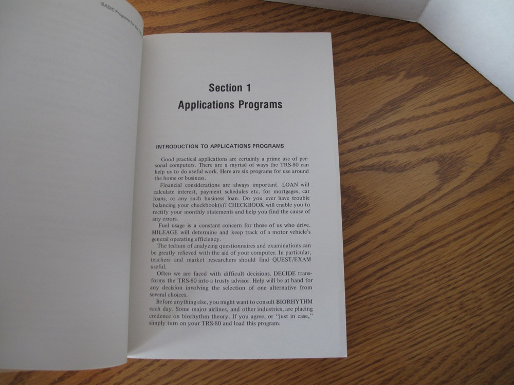 VINTAGE TRS-80 COMPUTER PROGRAMMING BOOK RADIO SHACK 1980 PROGRAMS