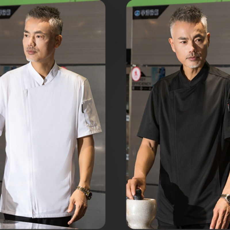 Men Breathable Catering Chef Work Clothes Coat Professional Uniform Jacket Zip